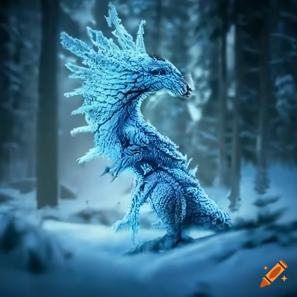 Image of a finnish frost dragon in a spruce forest