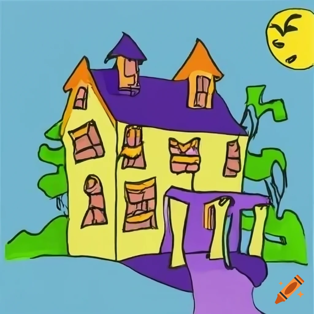 kid's drawing of a haunted house