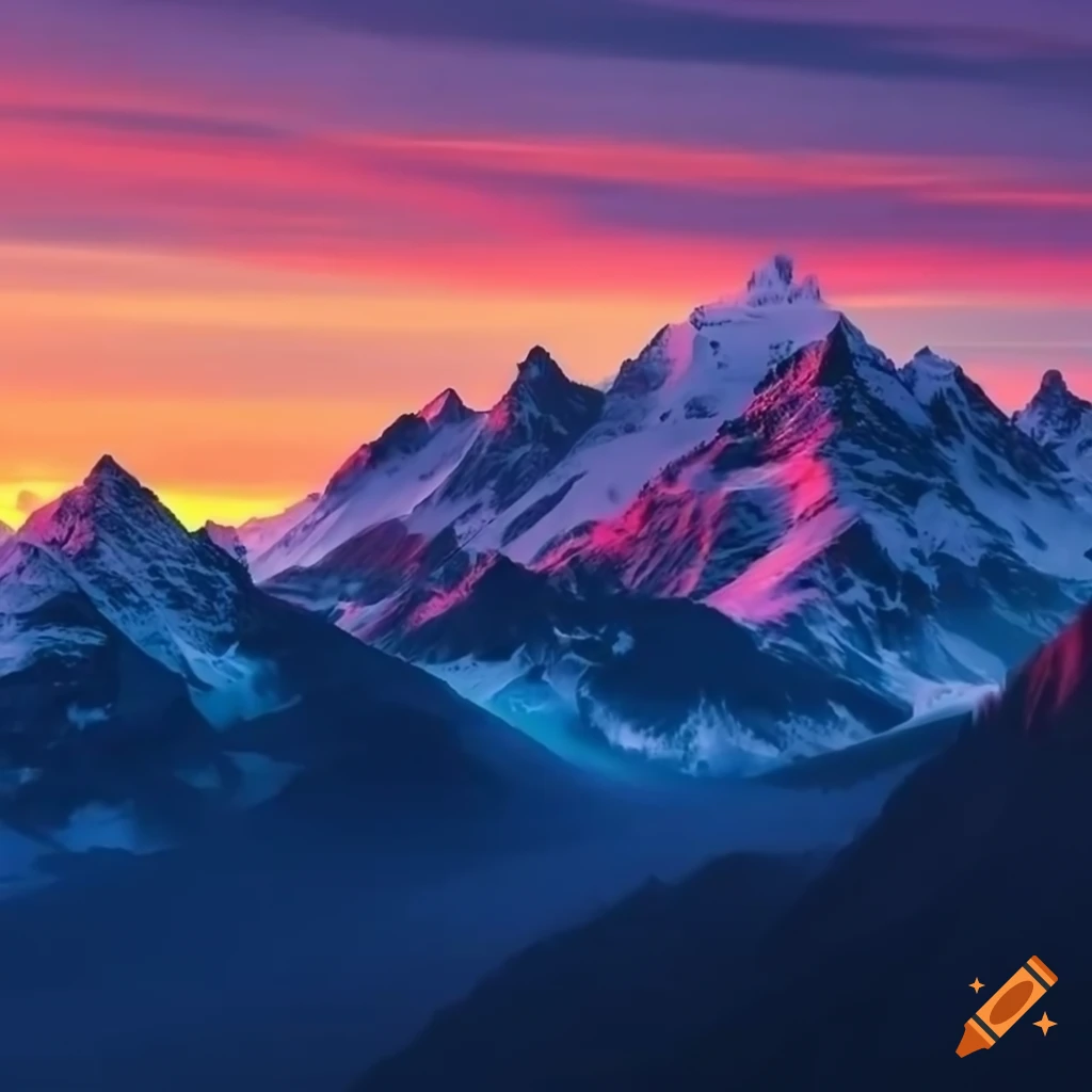 dusk view of a majestic mountain