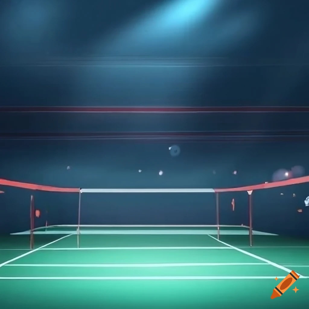 Badminton court with paddle ball net
