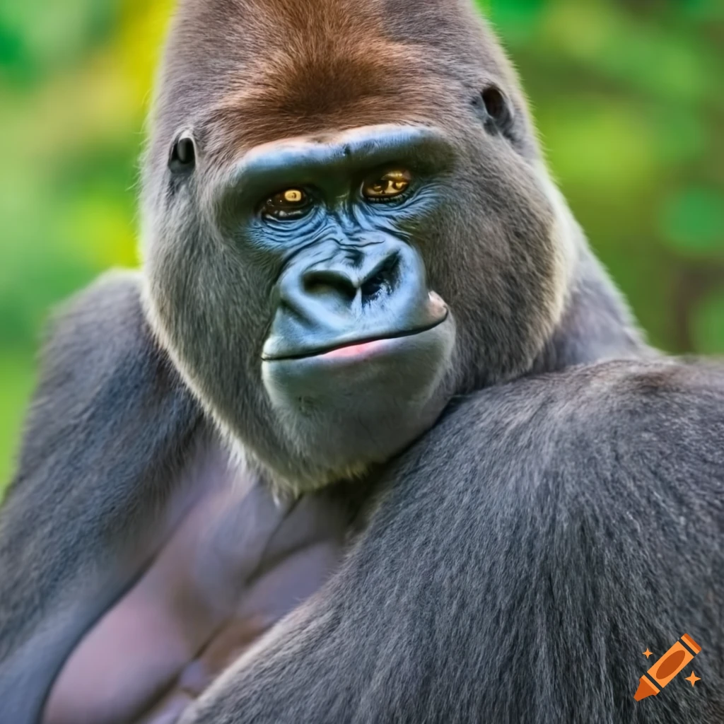detailed photo of a gorilla relaxing in a deckchair
