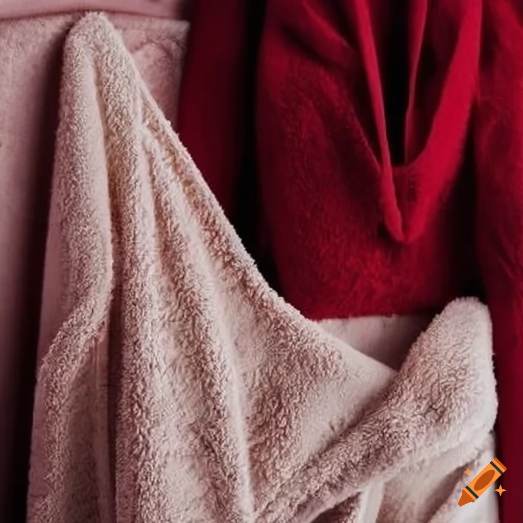 Landscape view of kitchen towels, bath robes, and aprons collection