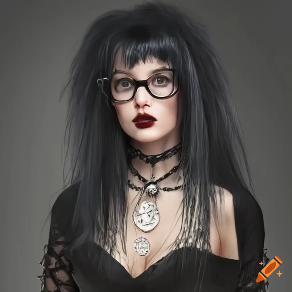 Portrait of a stylish gothic woman with glasses