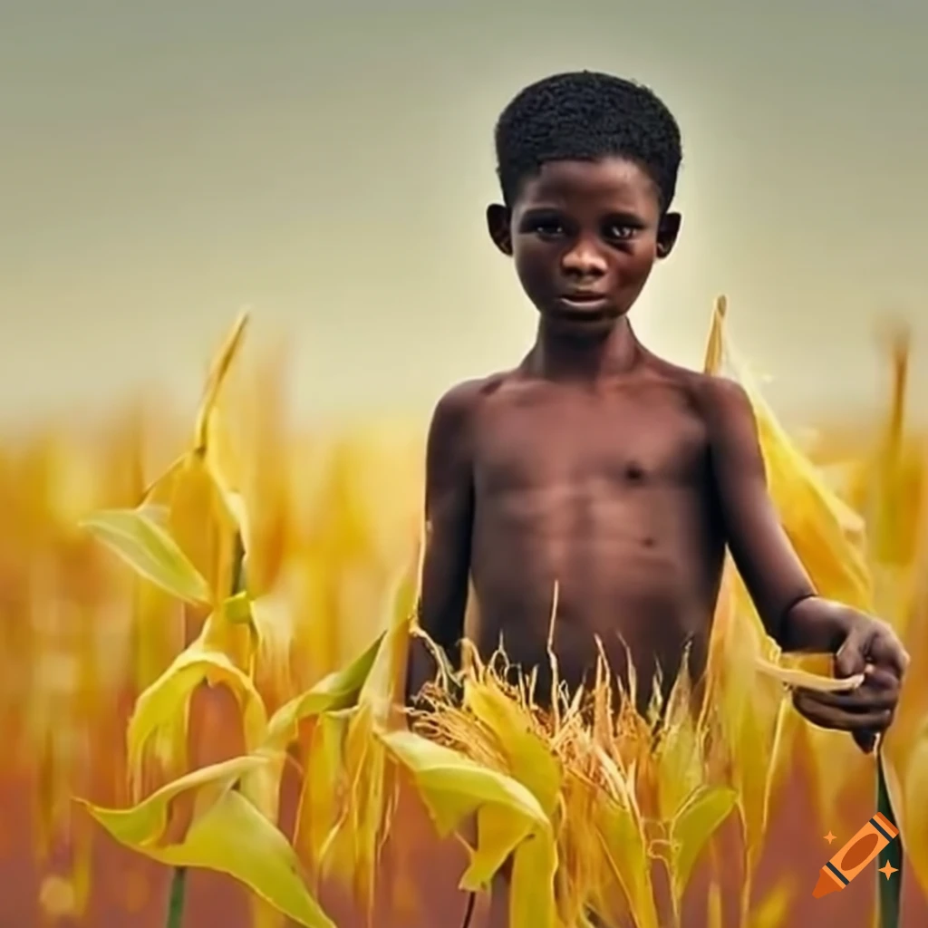 image of an African child harvesting corn with a motivational quote