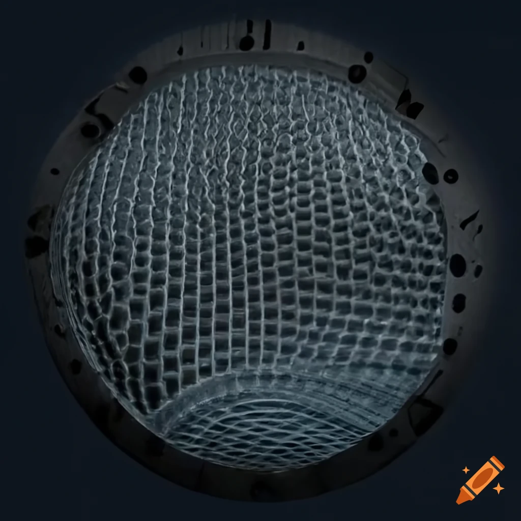 futuristic industrial metal heat exchanger with gyroidal lattice