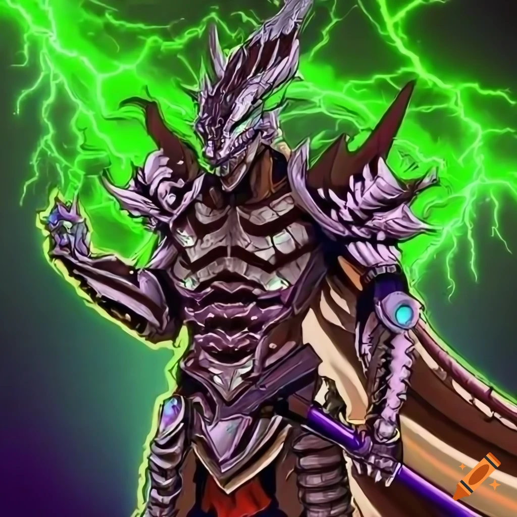 Image of a powerful winged dragon warrior in cybernetic armor on Craiyon