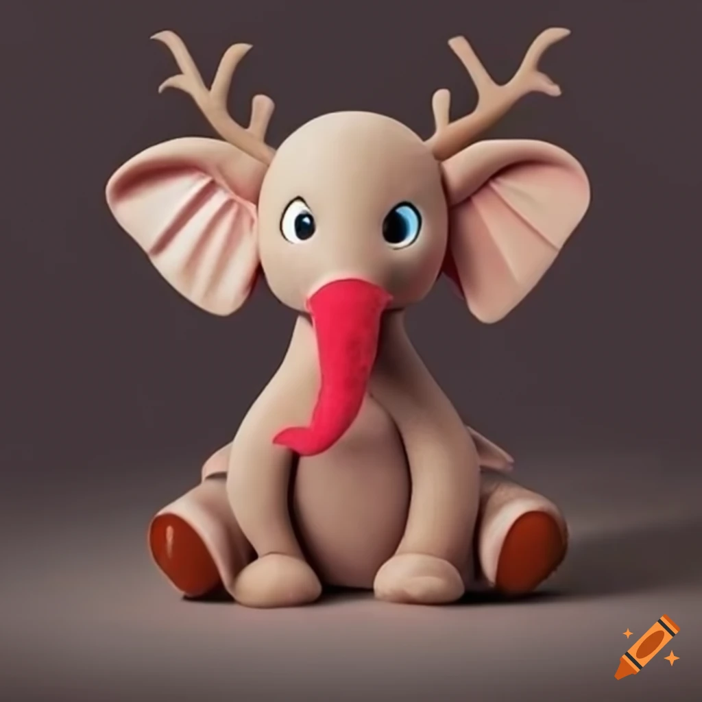 Funny image of an elephant dressed as rudolph