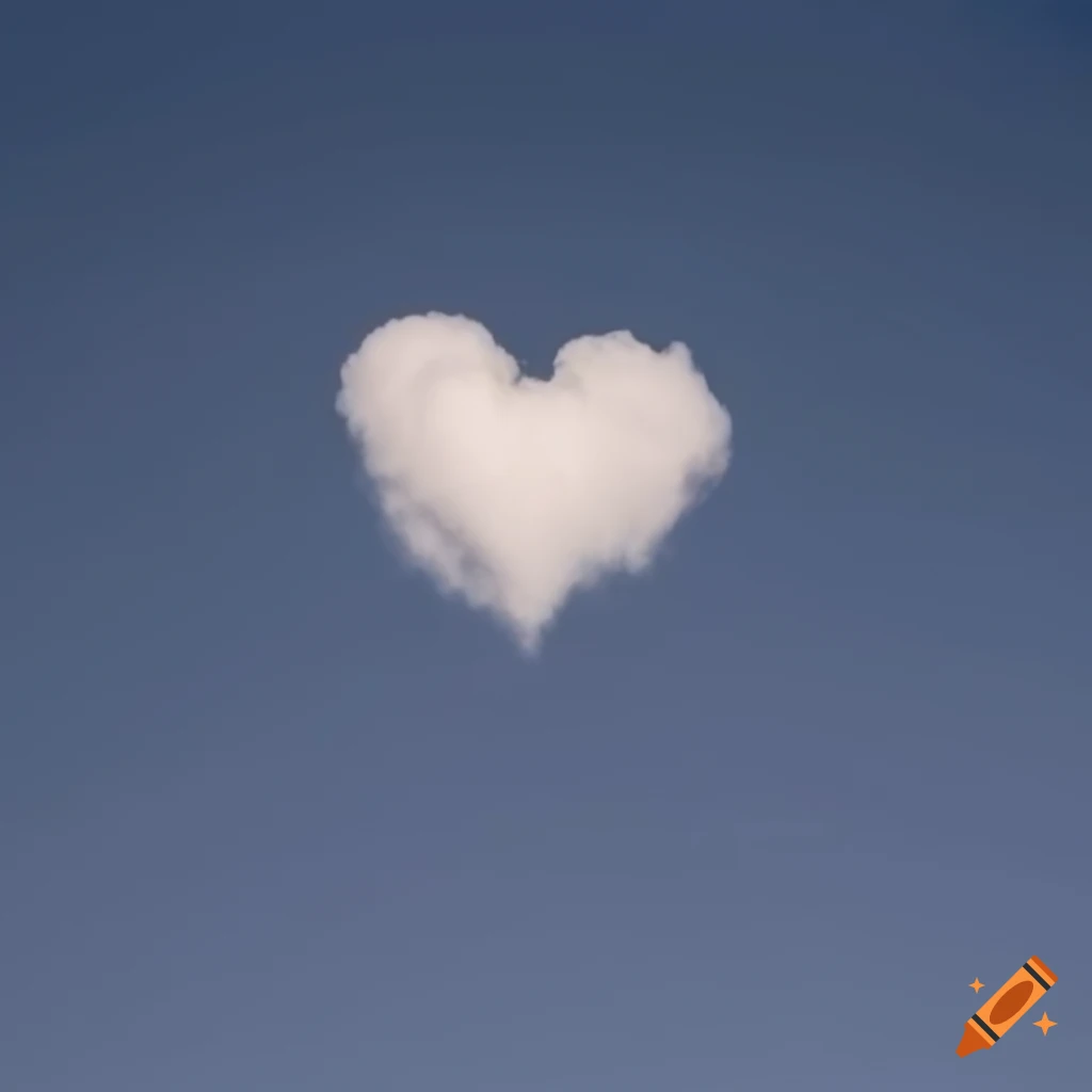 Realistic heart-shaped cloud in the sky