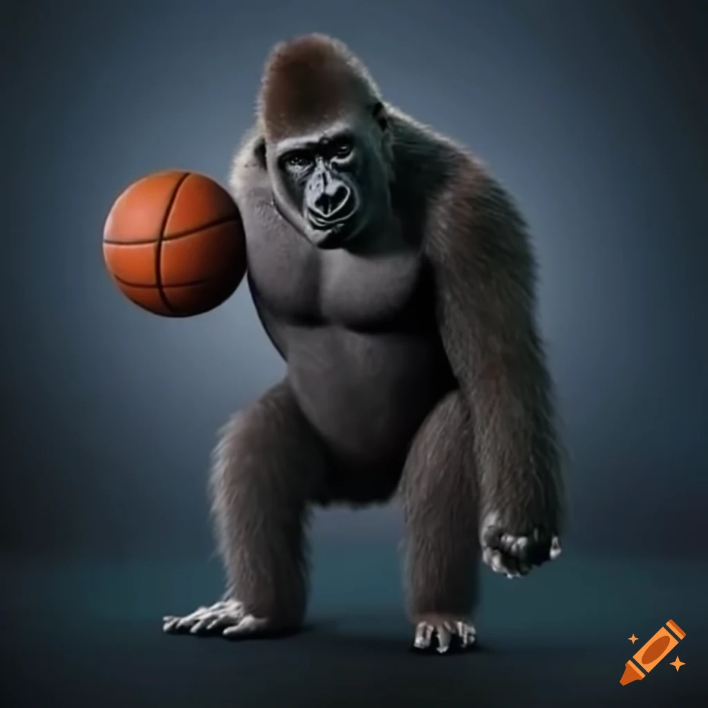 Gorilla playing basketball
