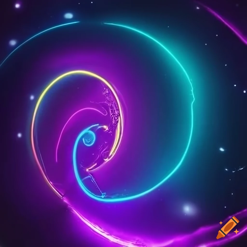 cover art with a futuristic milkyway and neon lights