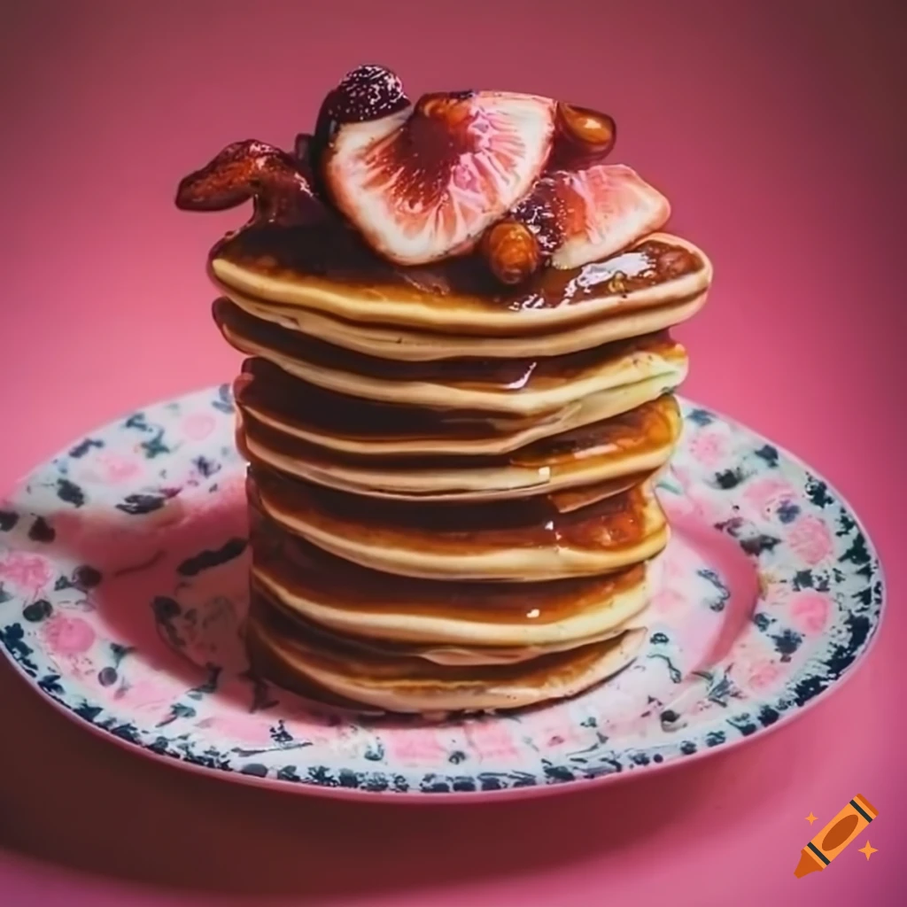 delicious stacked pancakes with maple syrup on a plate