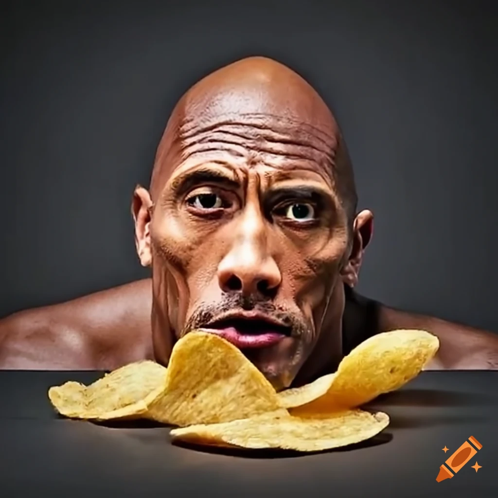 Potato chip with dwayne johnson's face