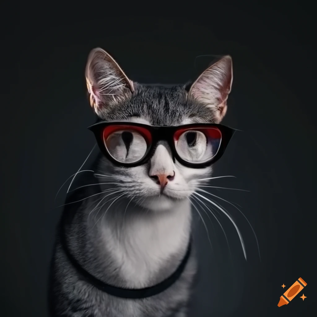 A cat wearing glasses on Craiyon