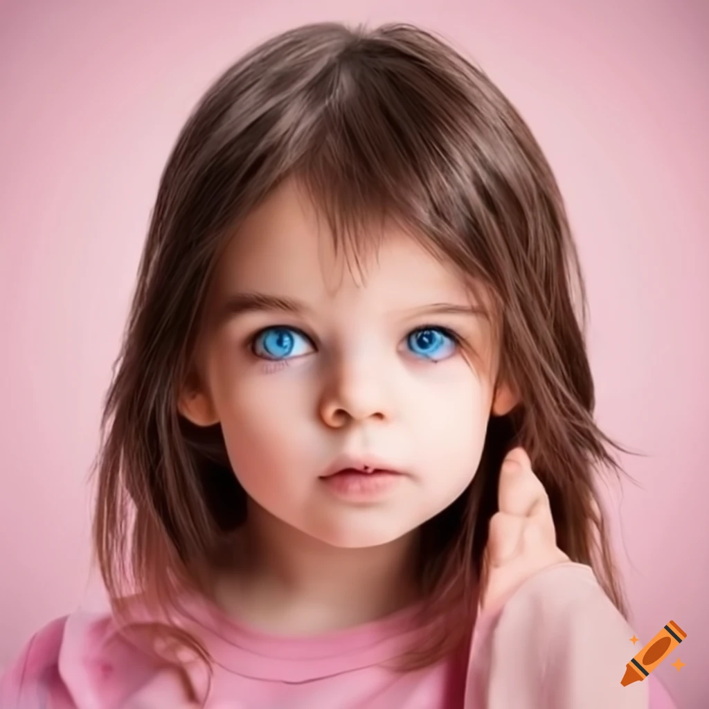 Girl with pink shirt and blue eyes