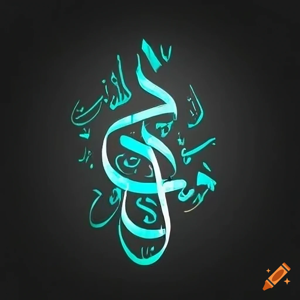 logo design with Arabic calligraphy and light particles