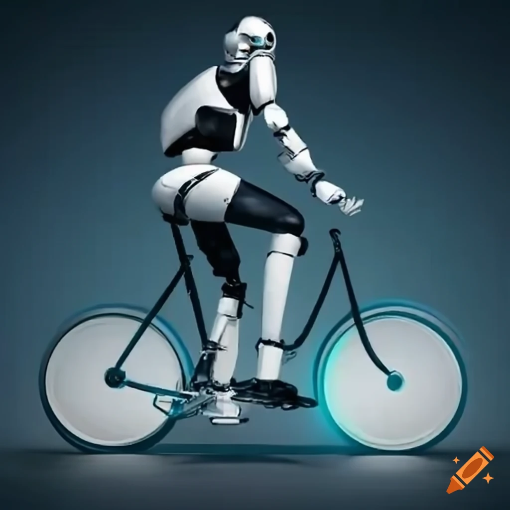 Image of a robot riding a bicycle on Craiyon