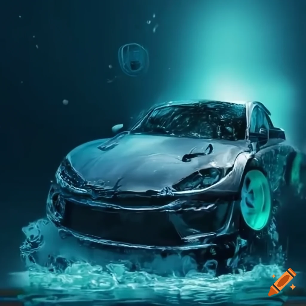 Car drifting underwater