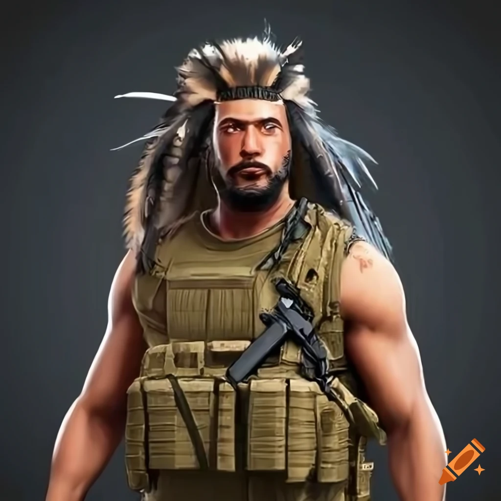image of a modern native american commando