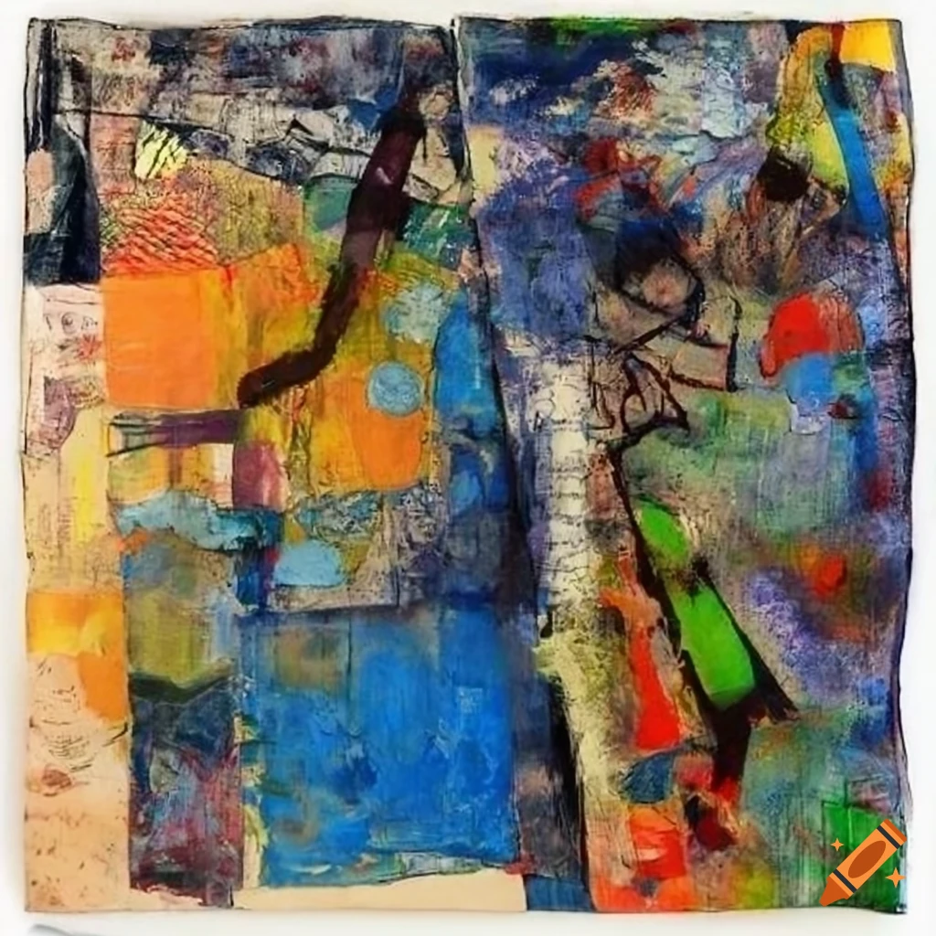 Mixed media artwork with newspaper and oil paint on Craiyon