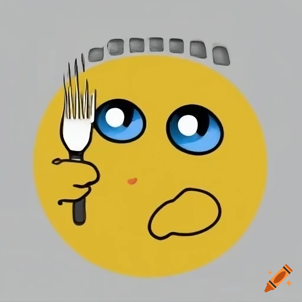 Emoji with a fork in its eye