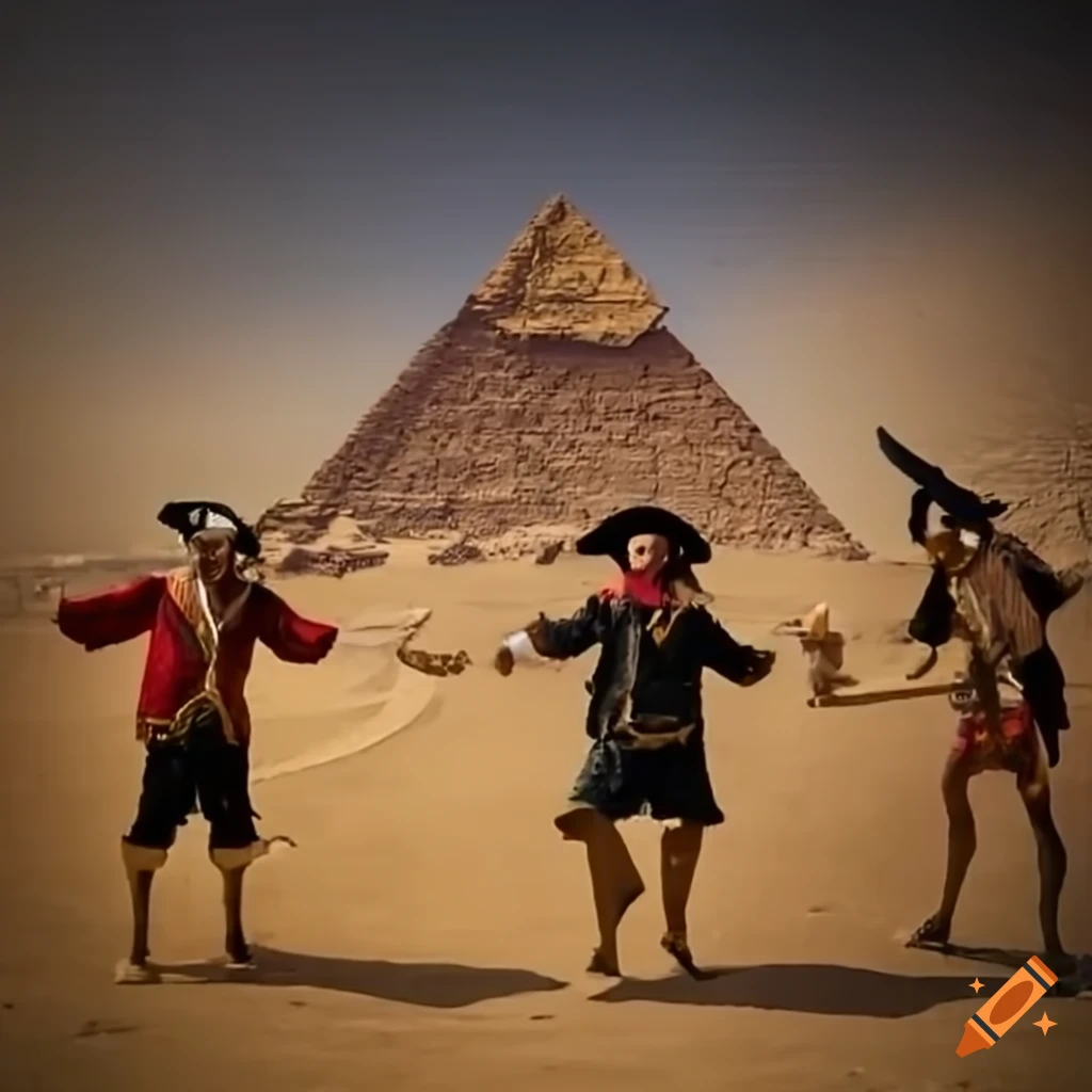 pyramids with pirates in front