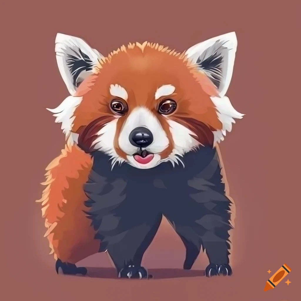 cartoon portrait of a cute red panda