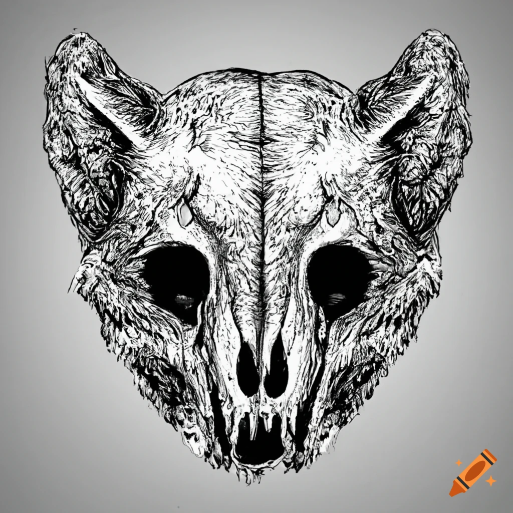 illustration of a cryptid with raccoon skull face