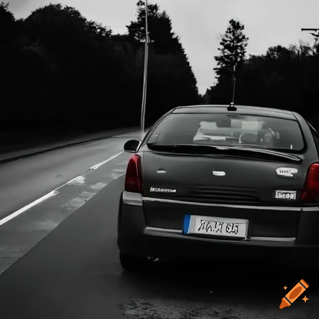 Car encountering birds on the road on Craiyon
