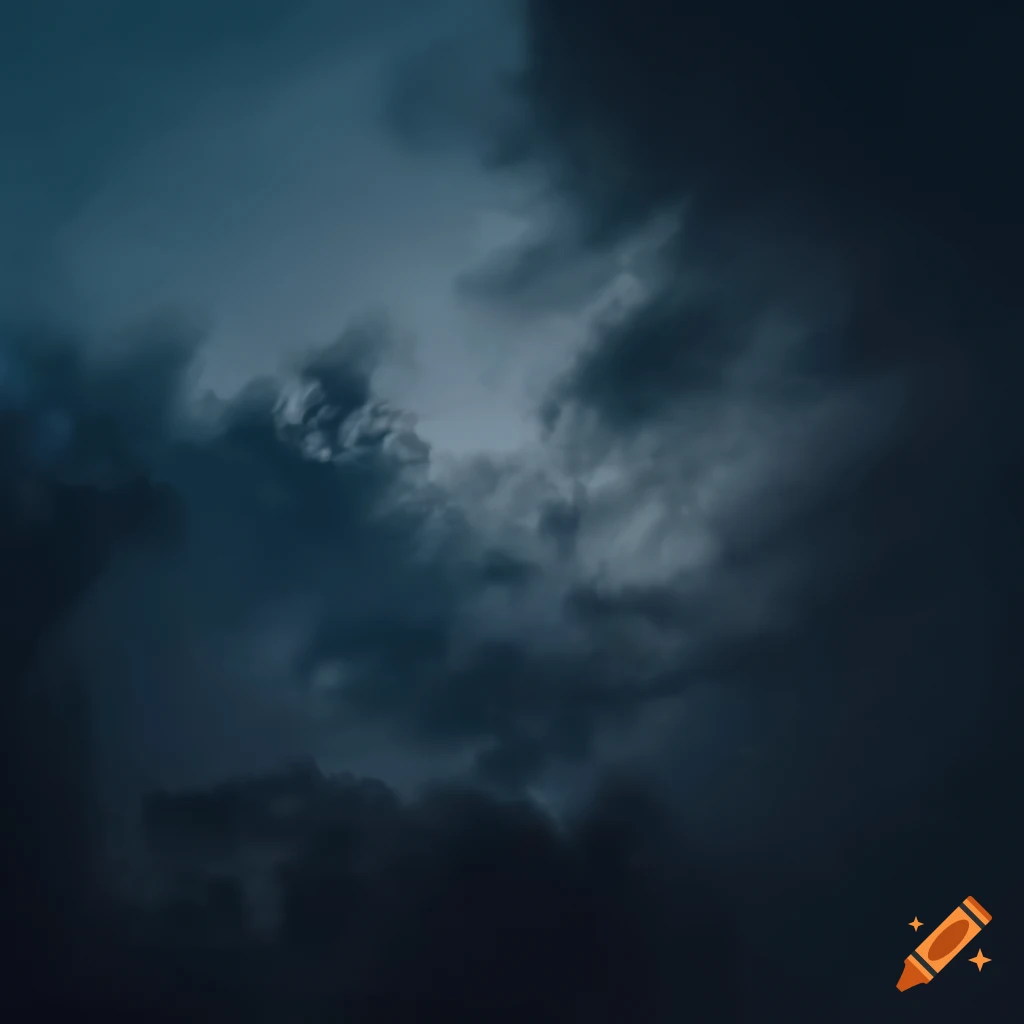nighttime painting with mysterious alien faces in the clouds