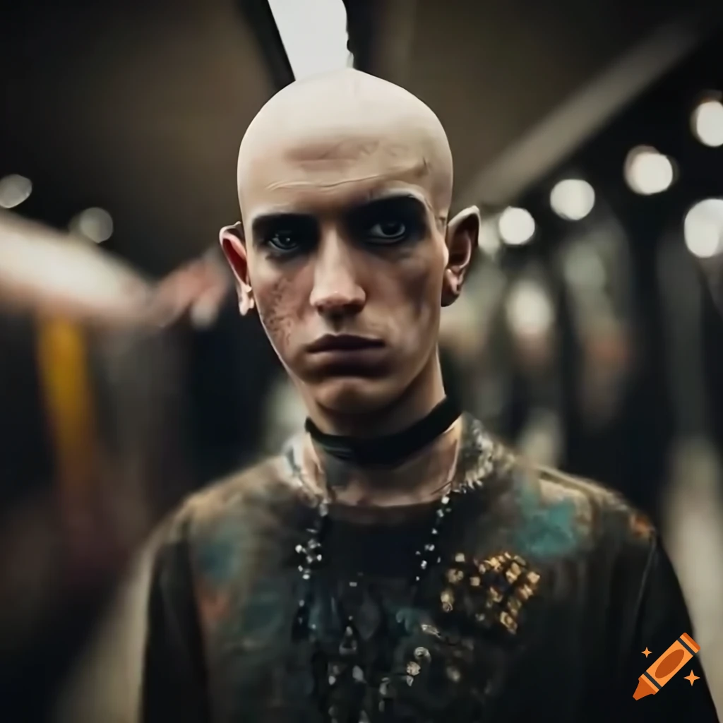 portrait of a young man with punk hairstyle