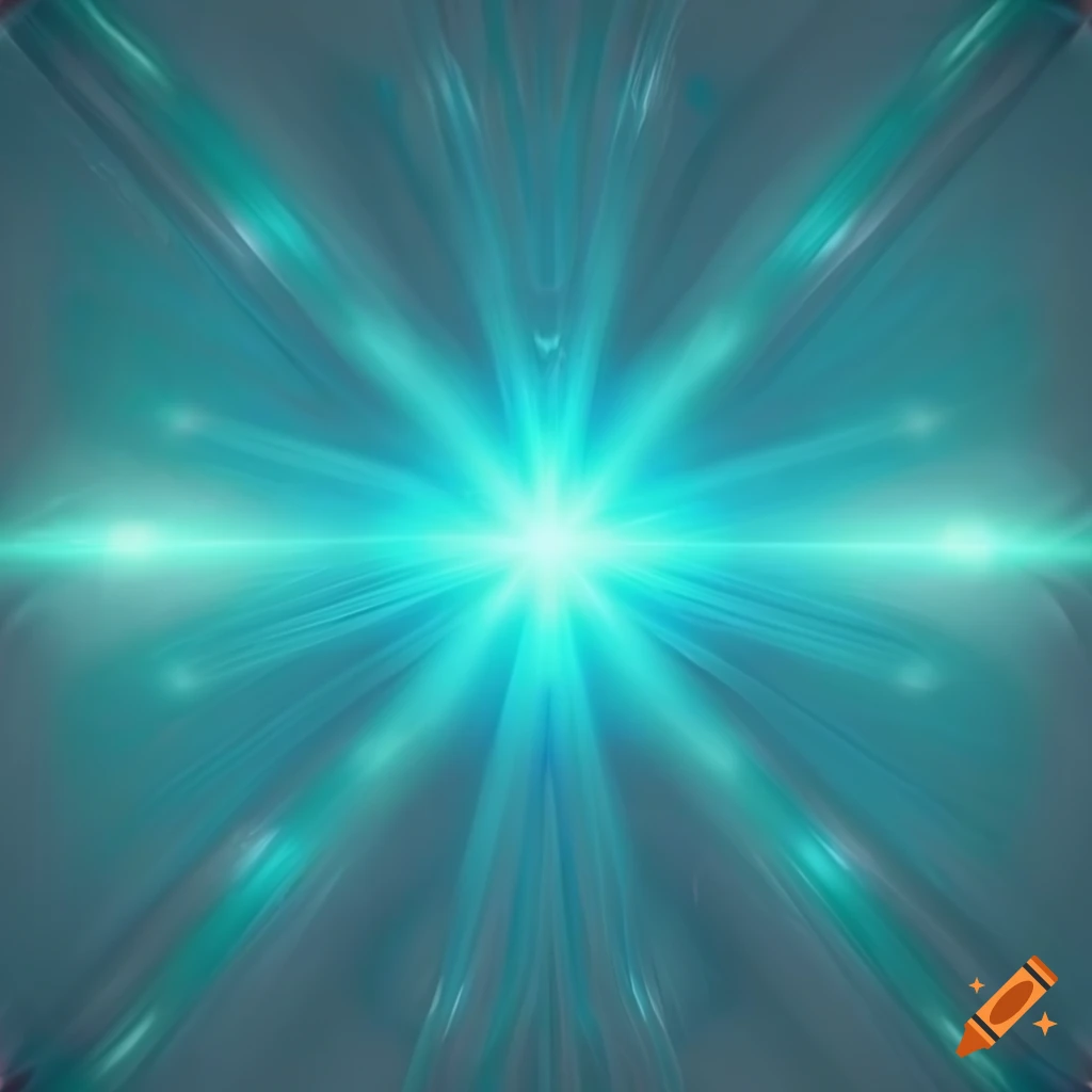 turquoise light rays on white background