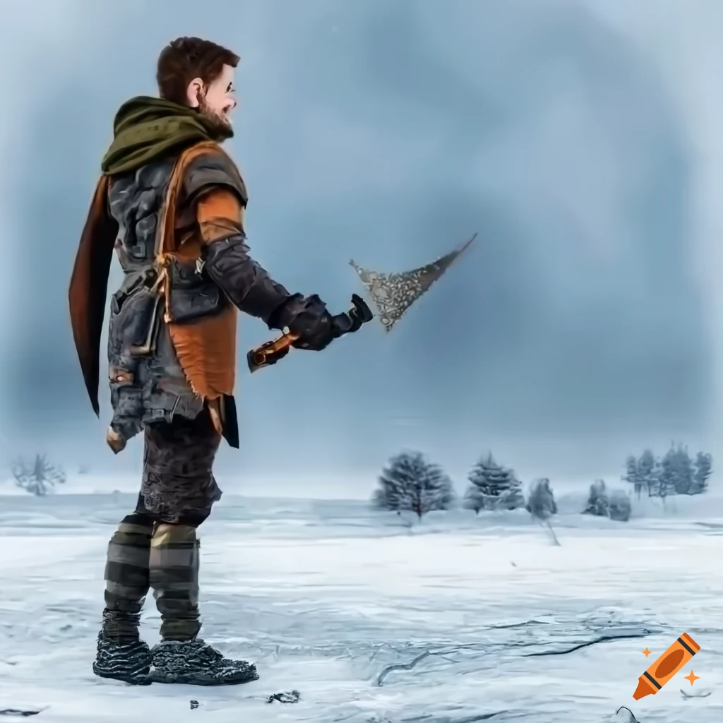 gaming profile picture of a man in battle gear in a frozen landscape