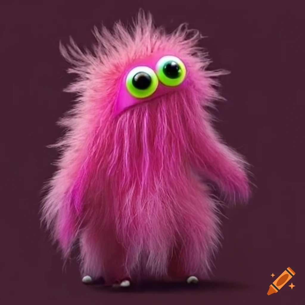 Cute pink monster with googly eyes