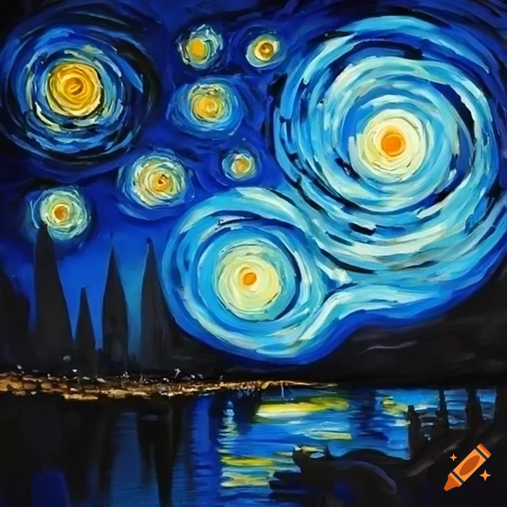 Oil painting of a starry night