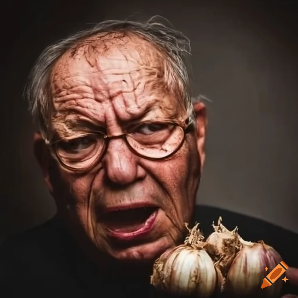 Image of a man scared of garlic