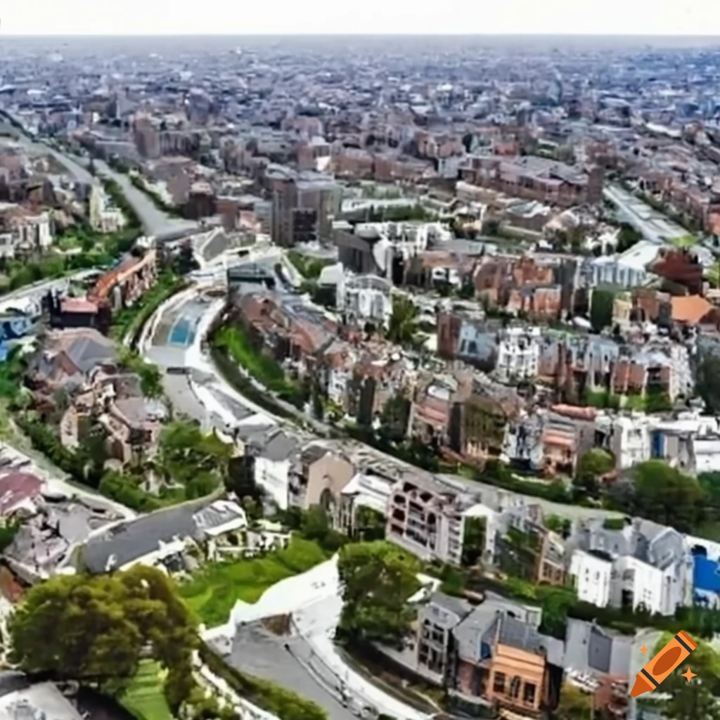 aerial view of an urban sprawl neighborhood