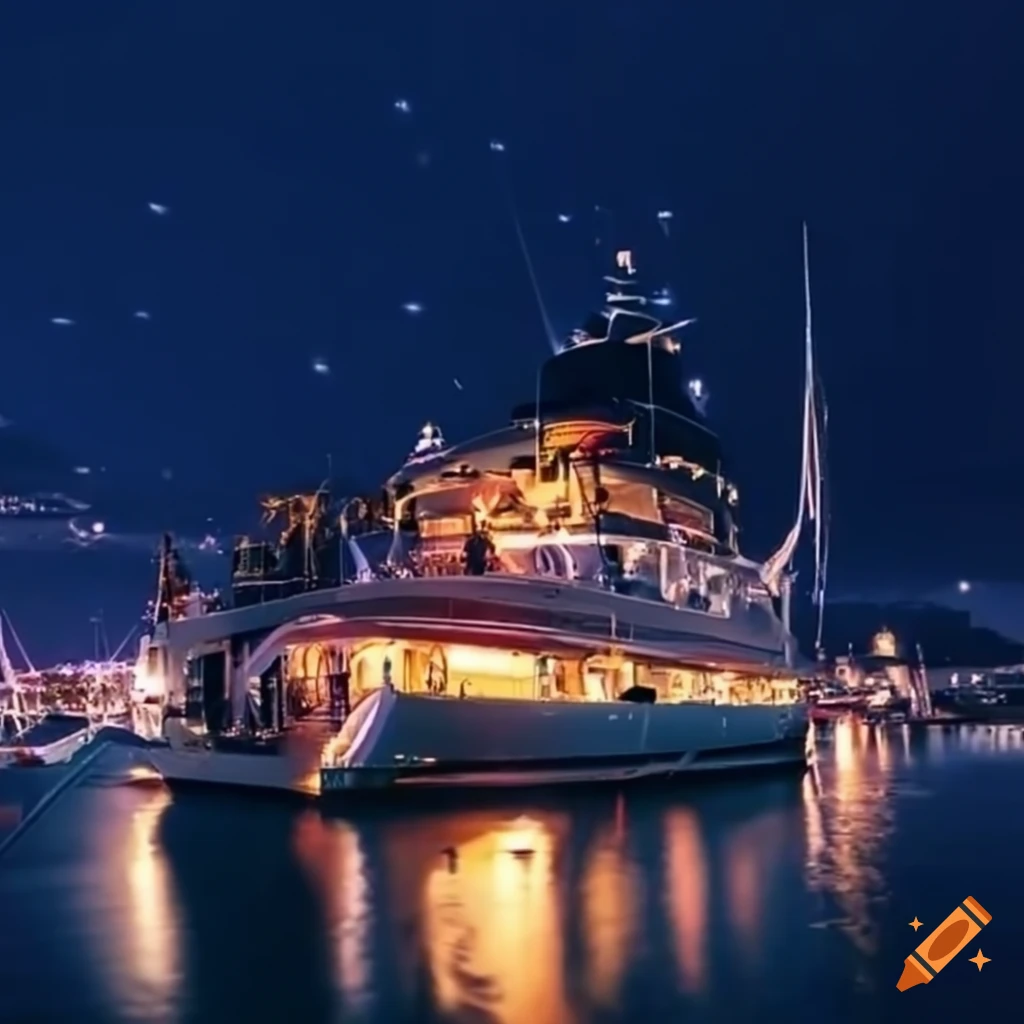 dockside yacht party at night