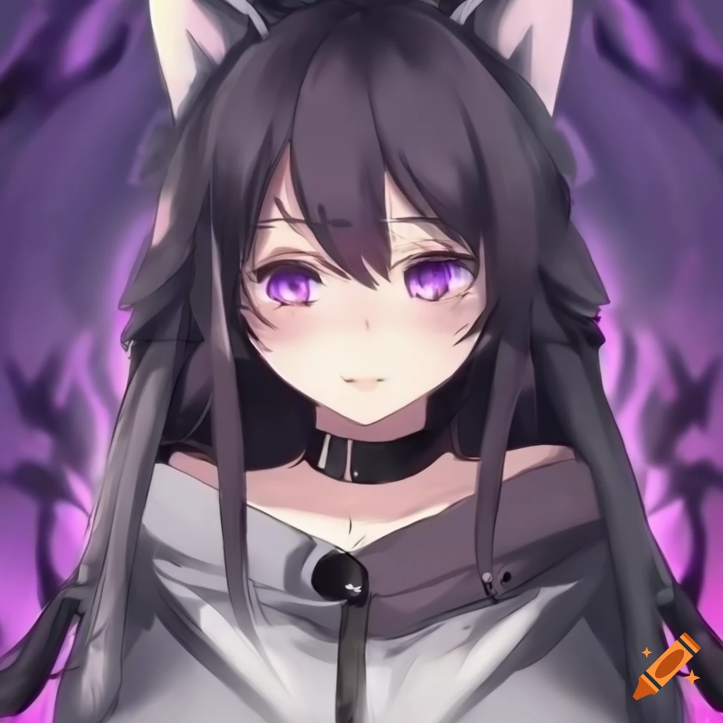 Digital art of a captivating anime girl with wolf-like features