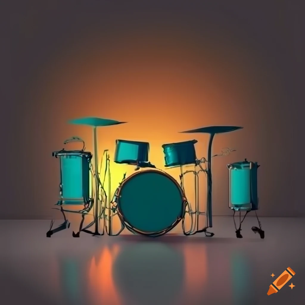 silhouette of an ear with colorful 3D drums
