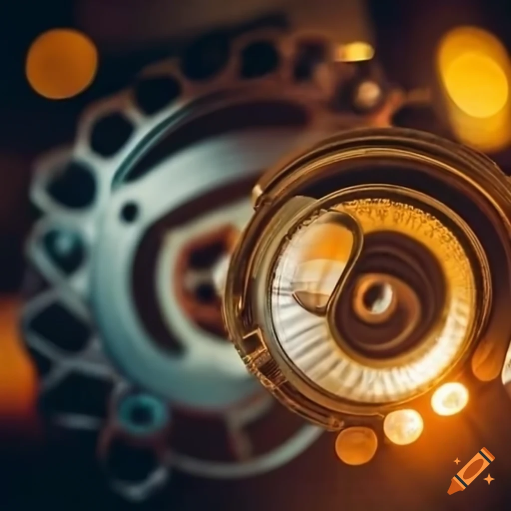 Closeup of gears in motor oil on Craiyon