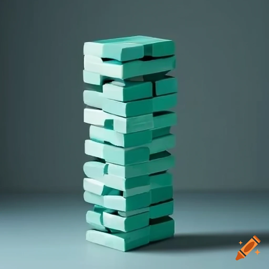 Blueish green jenga blocks