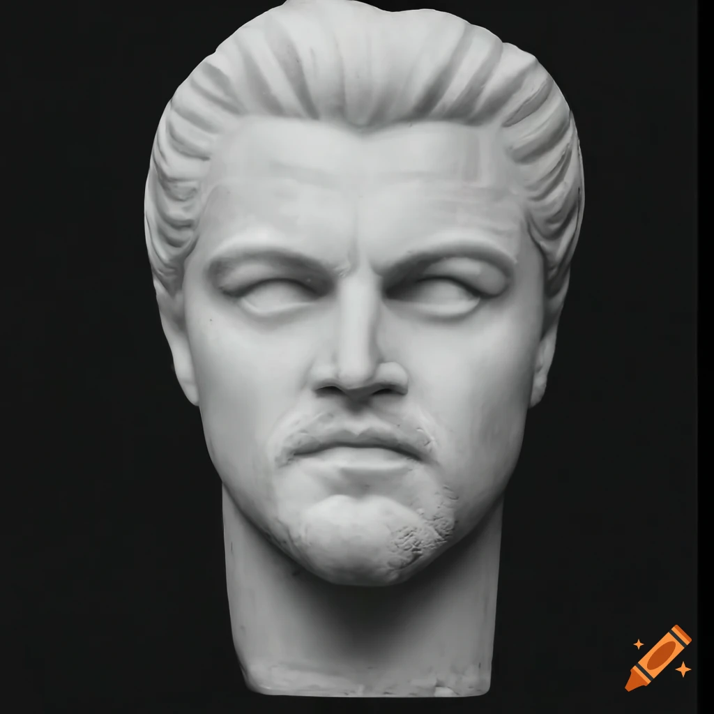 Translucent marble sculpture of leonardo dicaprio's face and neck on