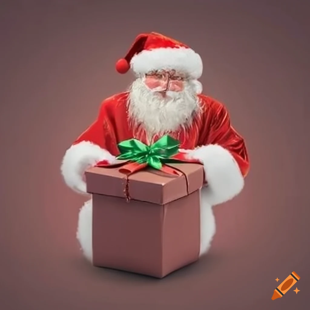 santa claus opening a gift box