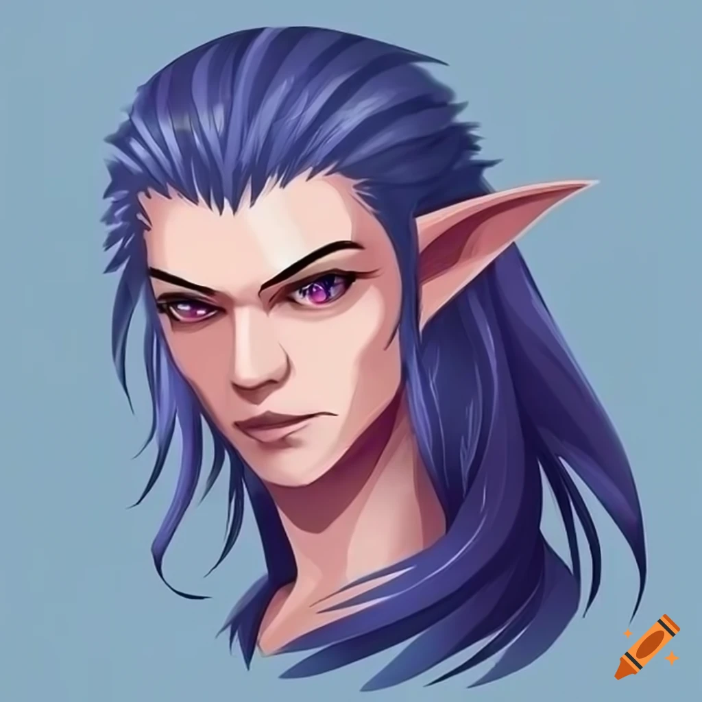 androgynous male elf with full head view