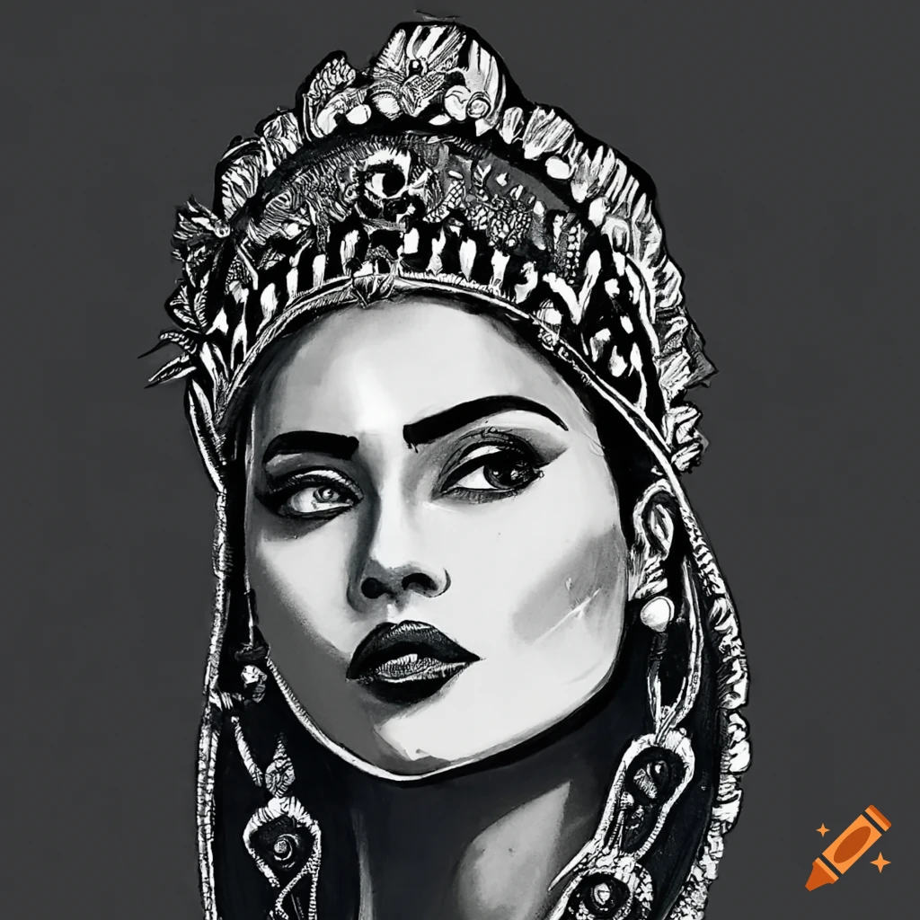 indian-ink-tattoo-design-of-a-beautiful-young-woman