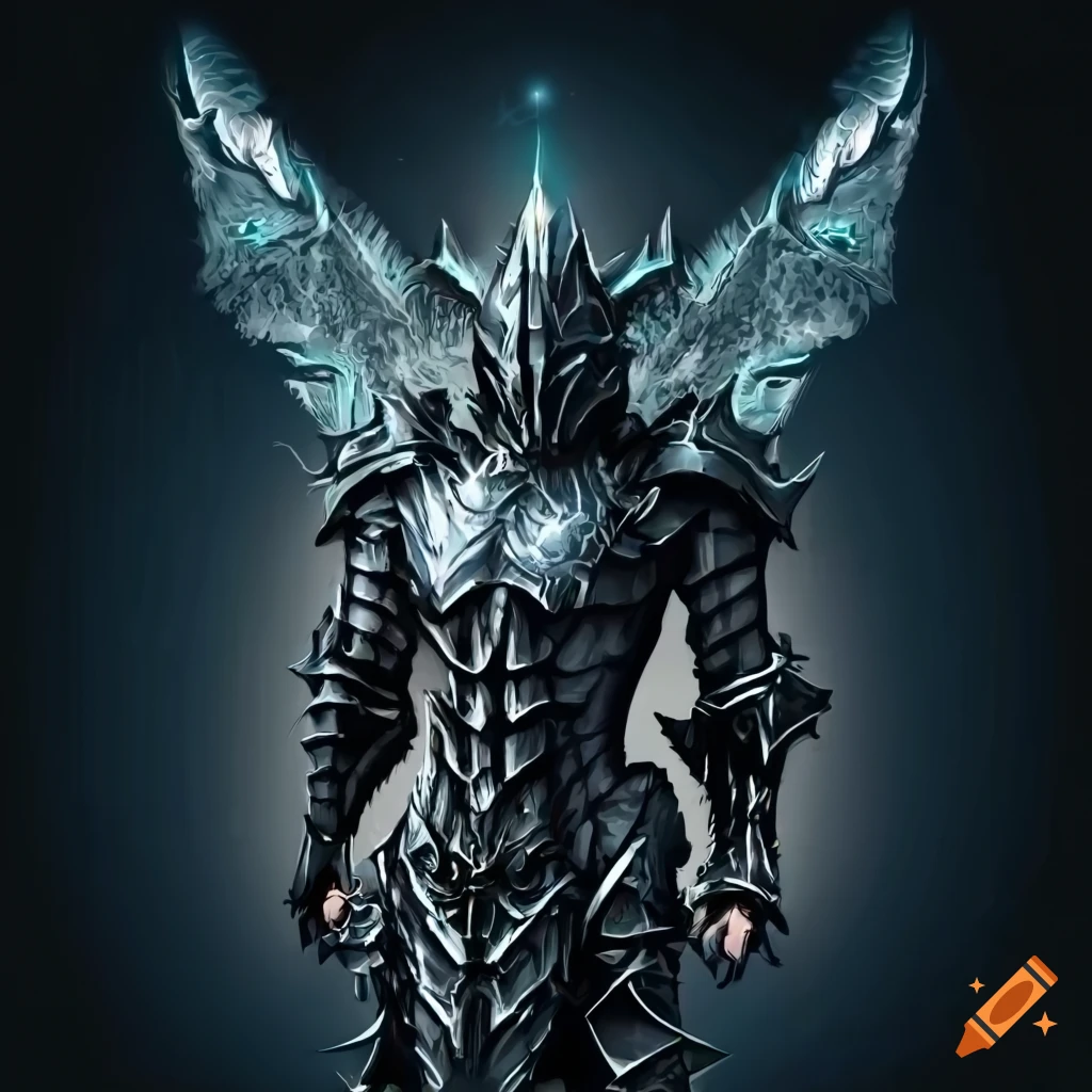Winged dragon warrior in cybernetic dragon armor
