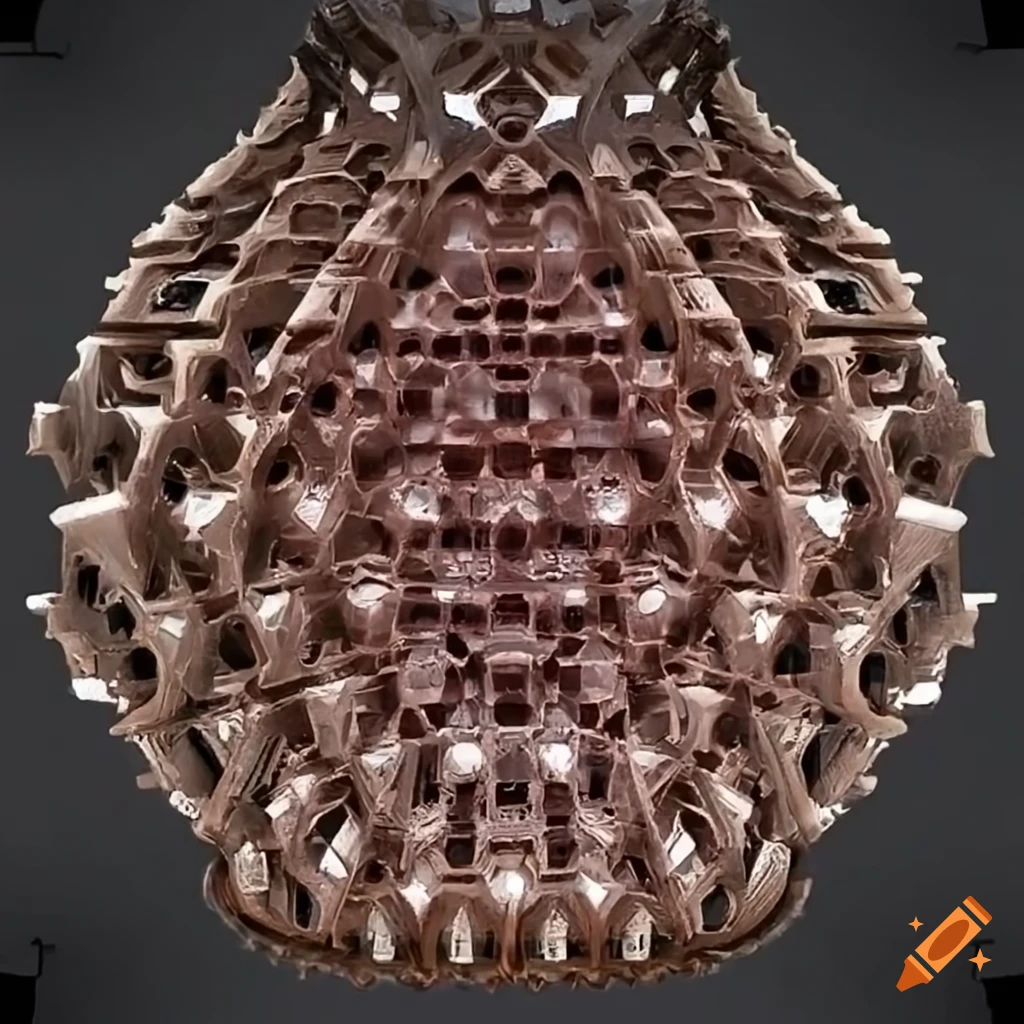 futuristic industrial metal heat exchanger with gyroidal lattice