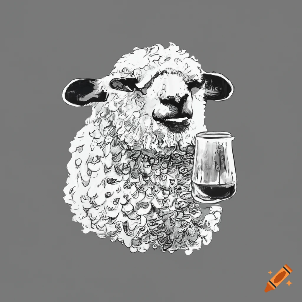 Half men half sheep drinking beer on Craiyon