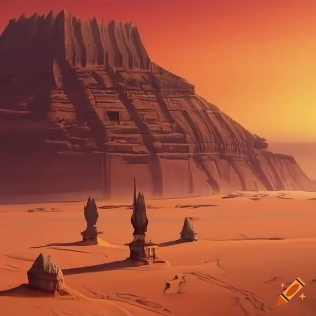 bird's eye view of an ancient city in a desert