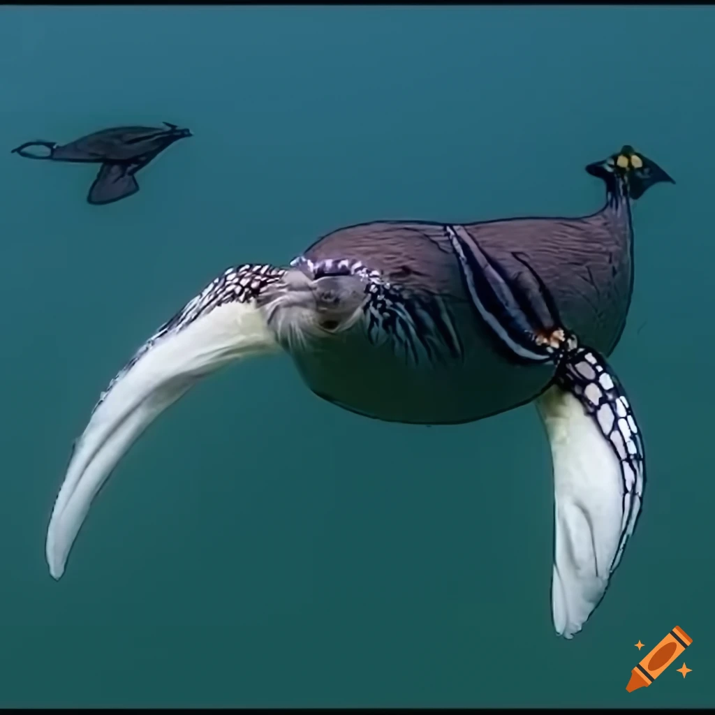 fantasy creature with a whale body, hedgehog spikes, swan tail, butterfly wings and otter face